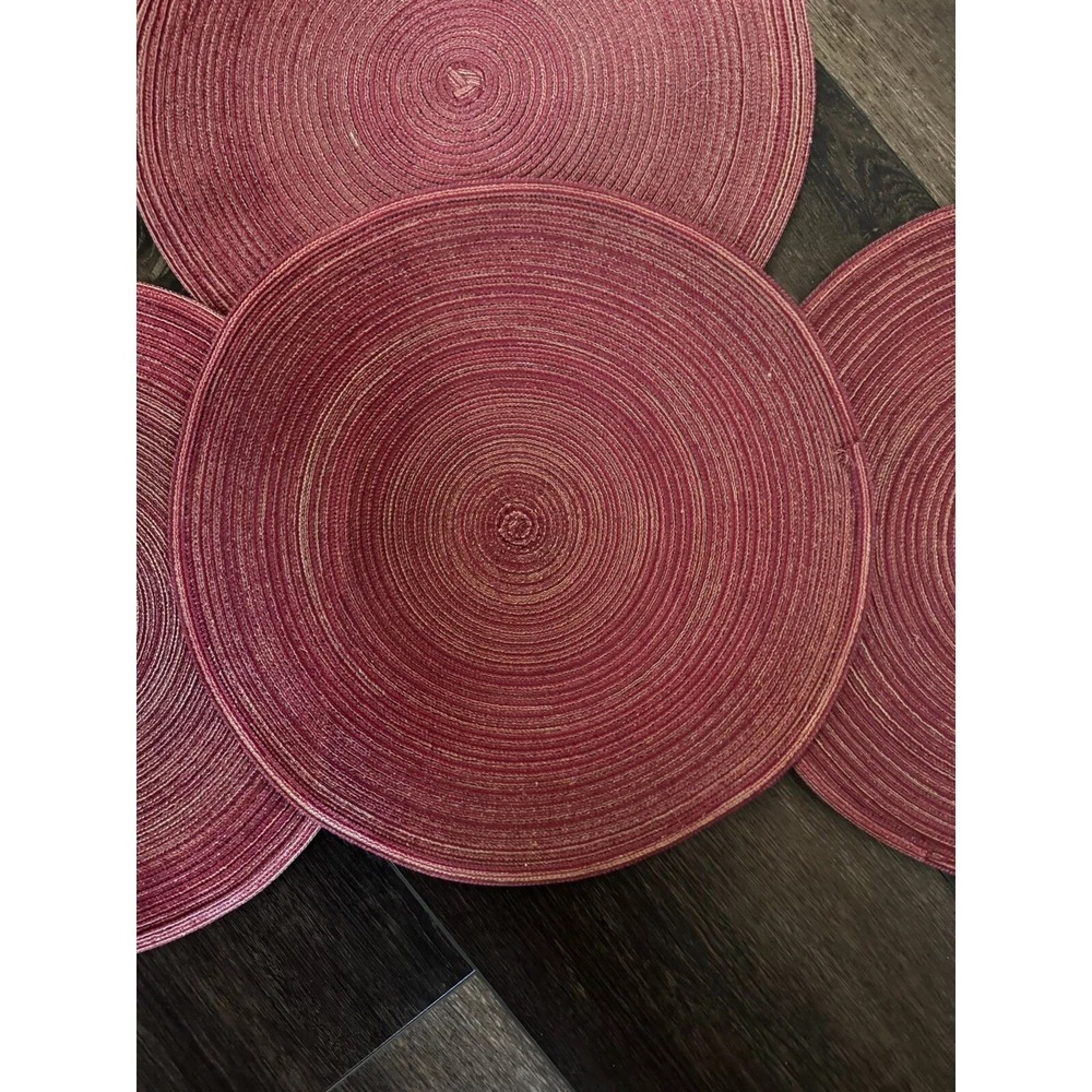 5 Red Wicker Rattan Round Placemats Chargers 15 1/2" - Picture 5 of 5